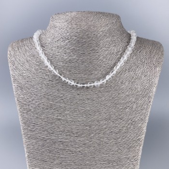 Necklace Beads Mountain Crystal faceted cube, diameter 5.5x5, 5mm±, length 48cm±