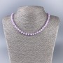 Kunzite Necklace, Natural Stone, Faceted Cube Beads, 6x6mm, 50cm Length