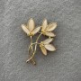 Brooch Flower White Cat's Eye Golden Metal 58x49 mm+