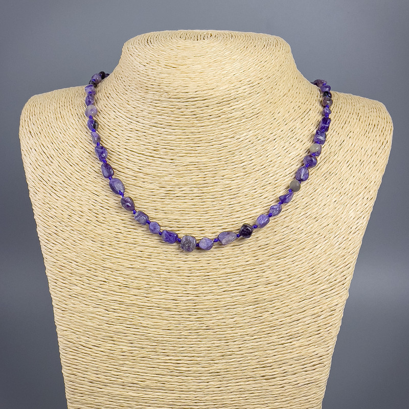 Charoite Necklace, natural stone faceted beads, diameter 5x7mm±, length 50cm±