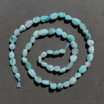 Larimar Beads natural stone faceted, diameter 6×8 mm, ±, length 41 cm ± on thread