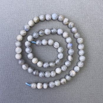Labradorite Beads natural stone smooth round 6.5mm dia., length 39cm