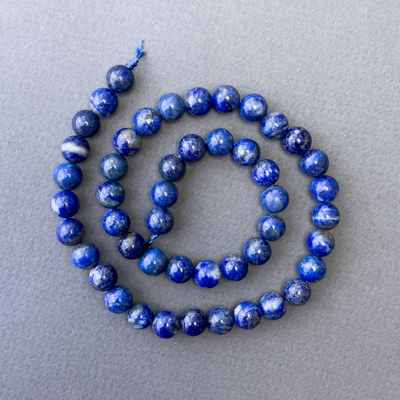 Lapis Lazuli Beads Natural Stone Smooth Round 8mm Diameter, 38cm Length