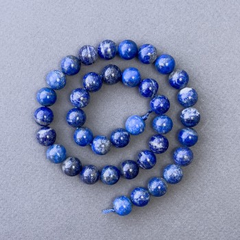 Lapis Lazuli Beads natural stone smooth round 10mm diameter, length 38cm