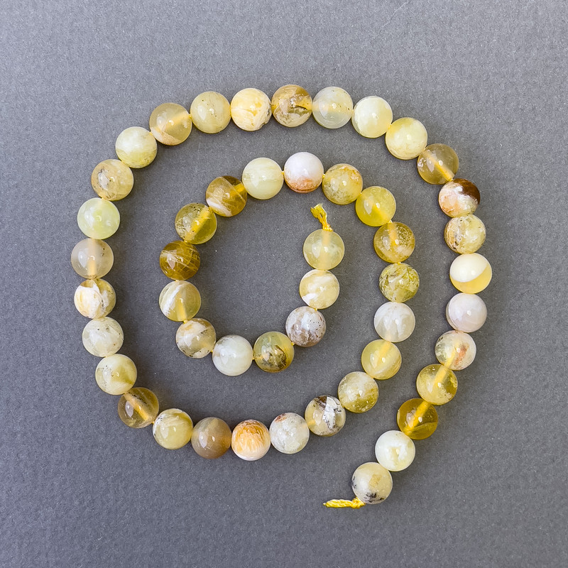 Yellow Opal Beads Natural Stone Smooth Round 8mm Diameter ±, Length 39cm ±