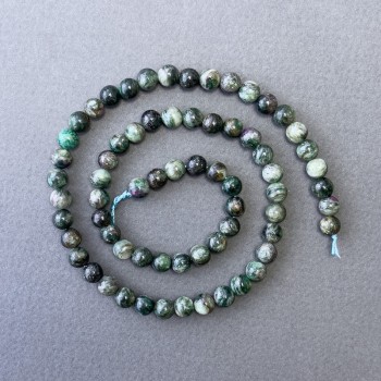 Lepidolite Beads Green Natural Stone Smooth Round 6mm Diameter, 39cm Length