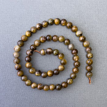 Yellow Petersite Natural Stone Beads Smooth Round 6.5mm Diameter, Length 40cm