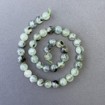 Prehnite Beads natural stone smooth ball 10mm diameter, length 39cm