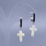 Earrings White Mother-of-Pearl Cross, diameter 10x15mm, length 34mm+