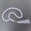 White Agate Prayer Beads (pressed?) Smooth round beads 12mm±, 33 beads, with agate inserts