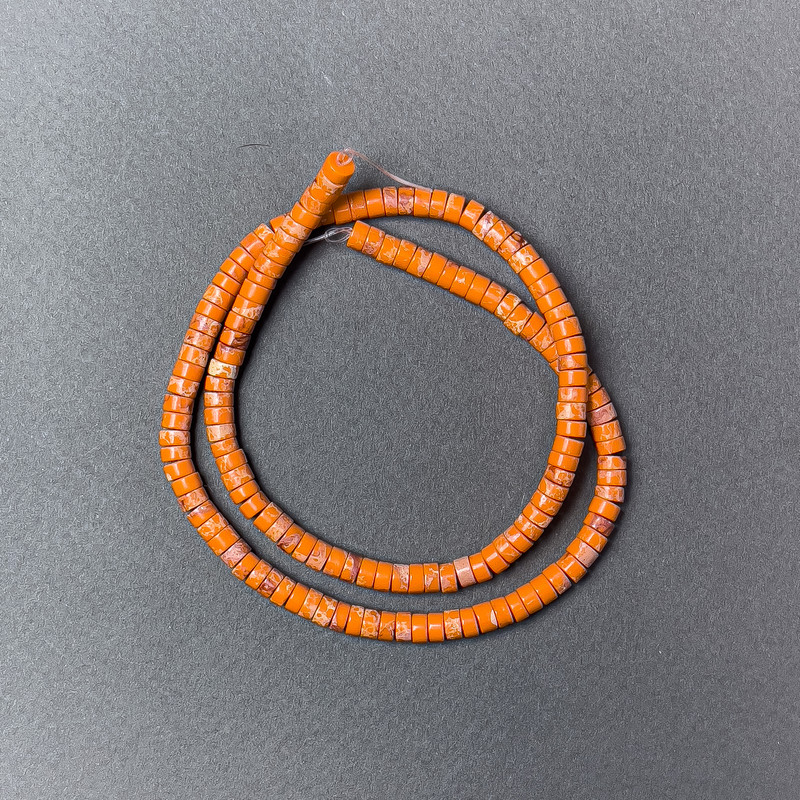 Orange Variscite Beads (unprepped) Rondelle, diameter 4.5×2.5 mm±, length 38 cm± on fishing line