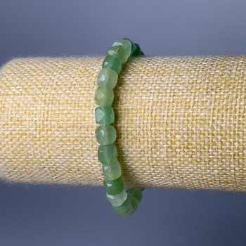 Bracelet Jade Natural Stone Chunk Cut Cube, diameter 7mm±, length 18cm (elastic)