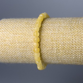Bracelet Citrine Natural Stone Faceted Cube, 5.5mm diameter, stretchy, 18cm long
