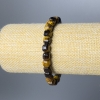 Tiger’s Eye Bracelet, Natural Stone Faceted Cubes, 7mm diameter, 18cm length (stretch)