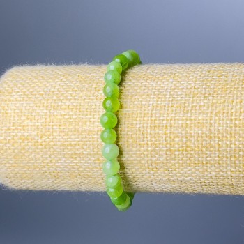 Bracelet Jade natural stone smooth bead, diameter 6.5mm±, length 18cm (stretch)