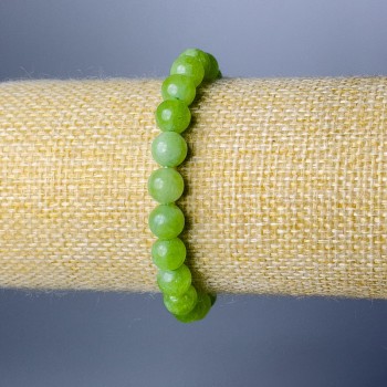 Bracelet Natural Jade Smooth Round Beads 8.5 mm, stretch length 18 cm