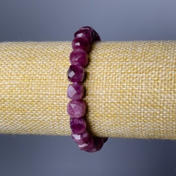Bracelet Natural Tourmaline Beads Cut Cube, diameter 9mm±, length 18cm (stretch)