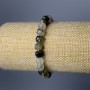 Rutilated Quartz Hairy Quartz Beaded Bracelet, natural stone, faceted cube, diameter 7 mm ±, length 18 cm (stretch)