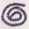 Natural Amethyst Beads Crystal Ball Beads on Thread, 8mm diameter, 38cm length