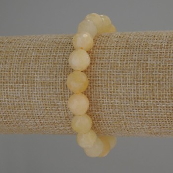 Bracelet Citrine Natural Stone Bead, faceted sphere, diameter 10mm, length 18cm (stretch)