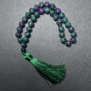 Zoisite Beads Natural Stone Smooth Round Bead, 10mm diameter ±, 33 beads, with metal inlays