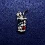Brooch Cocktail with colorful rhinestones and beads, silver metal 15x35mm