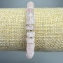 Bracelet Pink Quartz natural stone disc beads, diameter 7×3mm ±, length 18cm ± (stretch) with seed beads