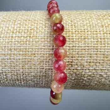 Bracelet Multicolor Tourmaline Faceted Bead, 6mm diameter ±, length 18cm ± (stretch)
