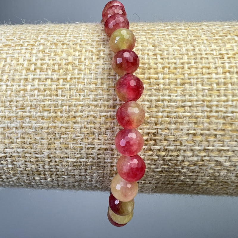 Bracelet Multicolor Tourmaline Faceted Bead, 6mm diameter ±, length 18cm ± (stretch)