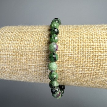 Bracelet Zoisite natural stone faceted bead, diameter 6mm±, length 18cm± (stretch)