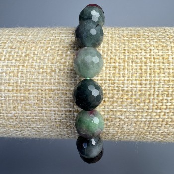 Bracelet Zoisite natural stone faceted bead, diameter 10mm±, length 18cm± (stretch)