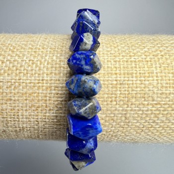 Bracelet Lapis Lazuli natural stone faceted rondelle, diameter 10x7mm±, length 18cm± (stretch)
