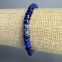 Lapis Lazuli Bracelet, natural stone disk, diameter 6x2.5mm, length 18cm ± (stretch) with seed beads