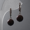 Garnet Earrings natural stone smooth bead, diameter 12mm±, English clasp, length 33mm+