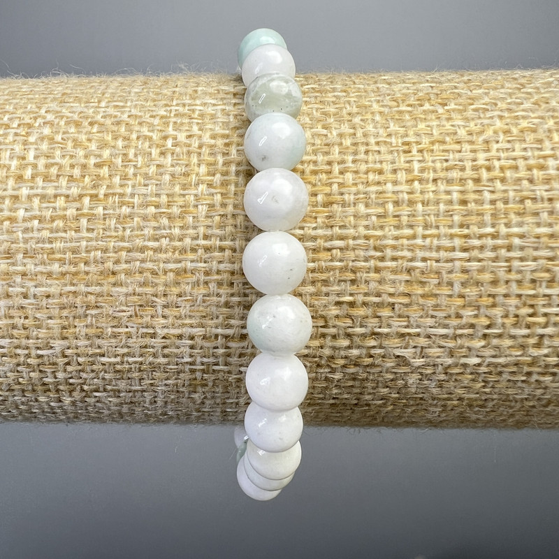 Bracelet Hemimorphite natural stone smooth beads, diameter 6.5mm±, length 18cm± (stretch)