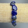 Lapis Lazuli Natural Stone Bead Bracelet, round faceted beads 10x12mm, stretch length 18cm