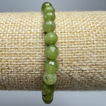 Bracelet Jadeite Canadian natural stone faceted beads, diameter 6mm±, length 18cm± (elastic)