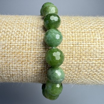 Bracelet Jadeite Canadian Natural Stone Faceted Bead, diameter 10mm±, length 18cm± (stretch)