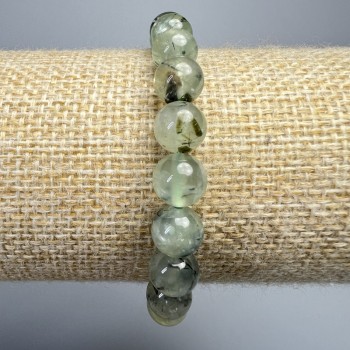 Bracelet Prehnite natural stone smooth ball, diameter 8mm+-, length 18cm+- (stretch)