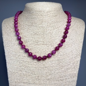 Maliniam Tourmaline Beads Necklace with faceted round beads 8mm diameter, length 50cm