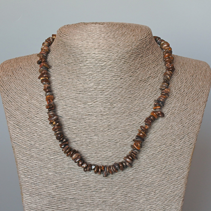 Bronzite Bead Necklace, natural stone碎碎 (bronzite碎?)