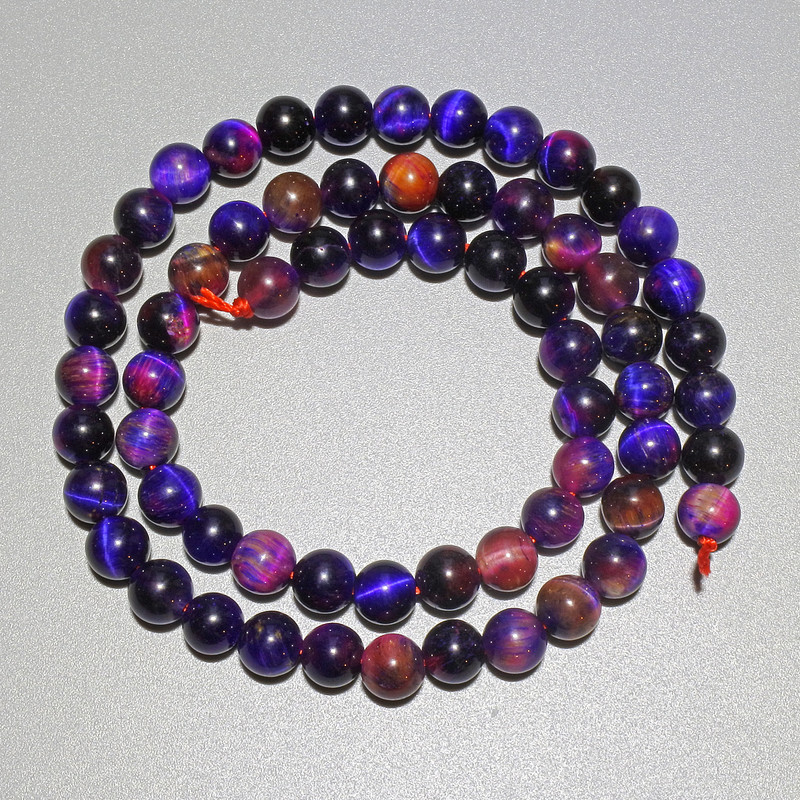 Cat's Eye Beads Multi-Colored Natural Stone Smooth Bead, 6mm Ø, 38cm+/- in string