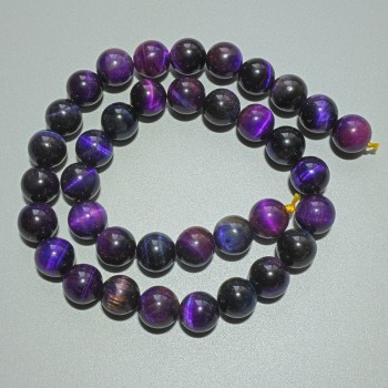 Beads Multicolor Cat's Eye natural stone smooth sphere, diameter 10.5mm±, length 38cm± on a thread