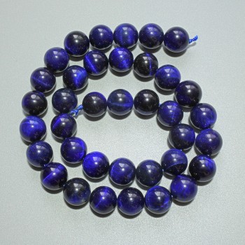 Blue Cat's Eye Beads natural stone smooth sphere, diameter 10mm±, length 38cm± on thread