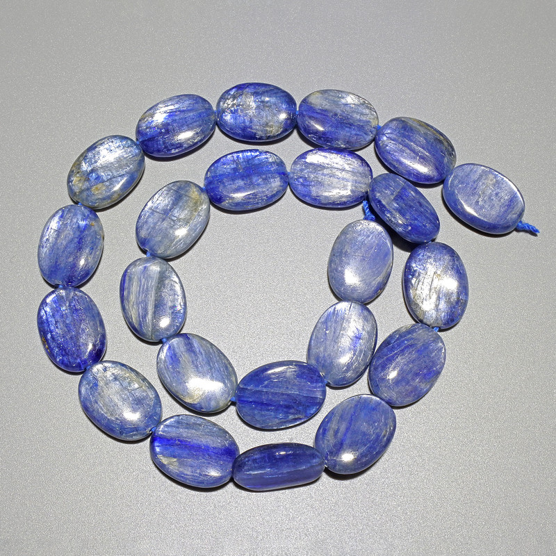 Kyanite Beads, Natural Stone, Oval, 12×16 mm, ± on String, 40 cm ±
