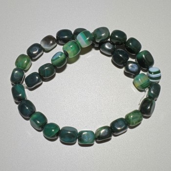 Agate Beads Green Natural Stone Brick-shaped, 9×12 mm, +-, Length 38 cm +- on Thread