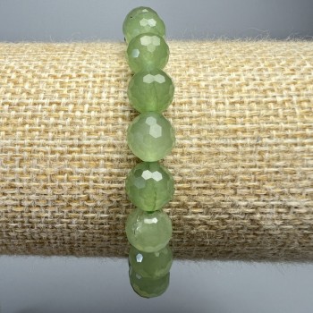 Bracelet Prehnite natural stone faceted bead, diameter 8mm±, length 18cm± (stretch)