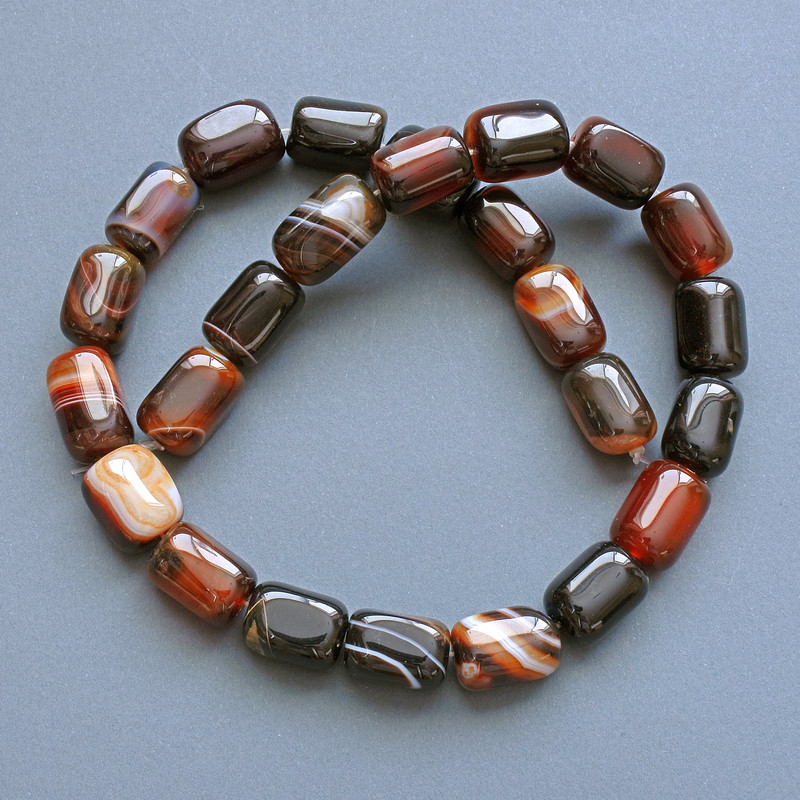 Agate Beads Brown Natural Stone Bar, 11×15mm approx, 39cm length, on nylon thread