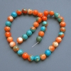 Variscite Beads (round acrylic) orange, blue and white smooth ball, diameter 8.5 mm ±, length 40 cm ± on nylon thread