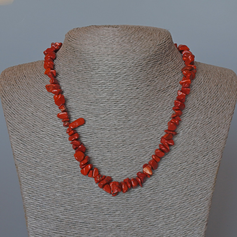 Red Jasper Necklace natural stone chip, diameter 8×3mm±, length 46cm±